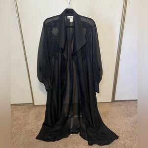 Beautiful Vintage Natori Black Sheer Long House Coat